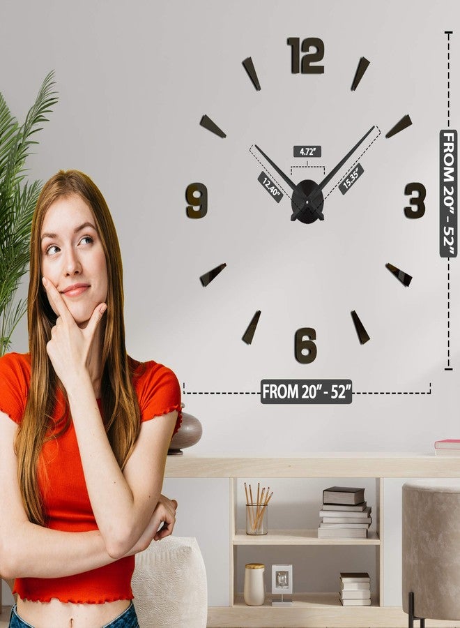Niceguy Solutions ساعة حائط أكريليك من نايس جاي سوليوشنز، تصميم ثلاثي الأبعاد بدون إطار، ساعة تناظرية للمنزل والمكتب، تعمل بالبطارية، ديكور منزلي عصري، ساعة صامتة مزينة بملصقات أرقام. - Image 4